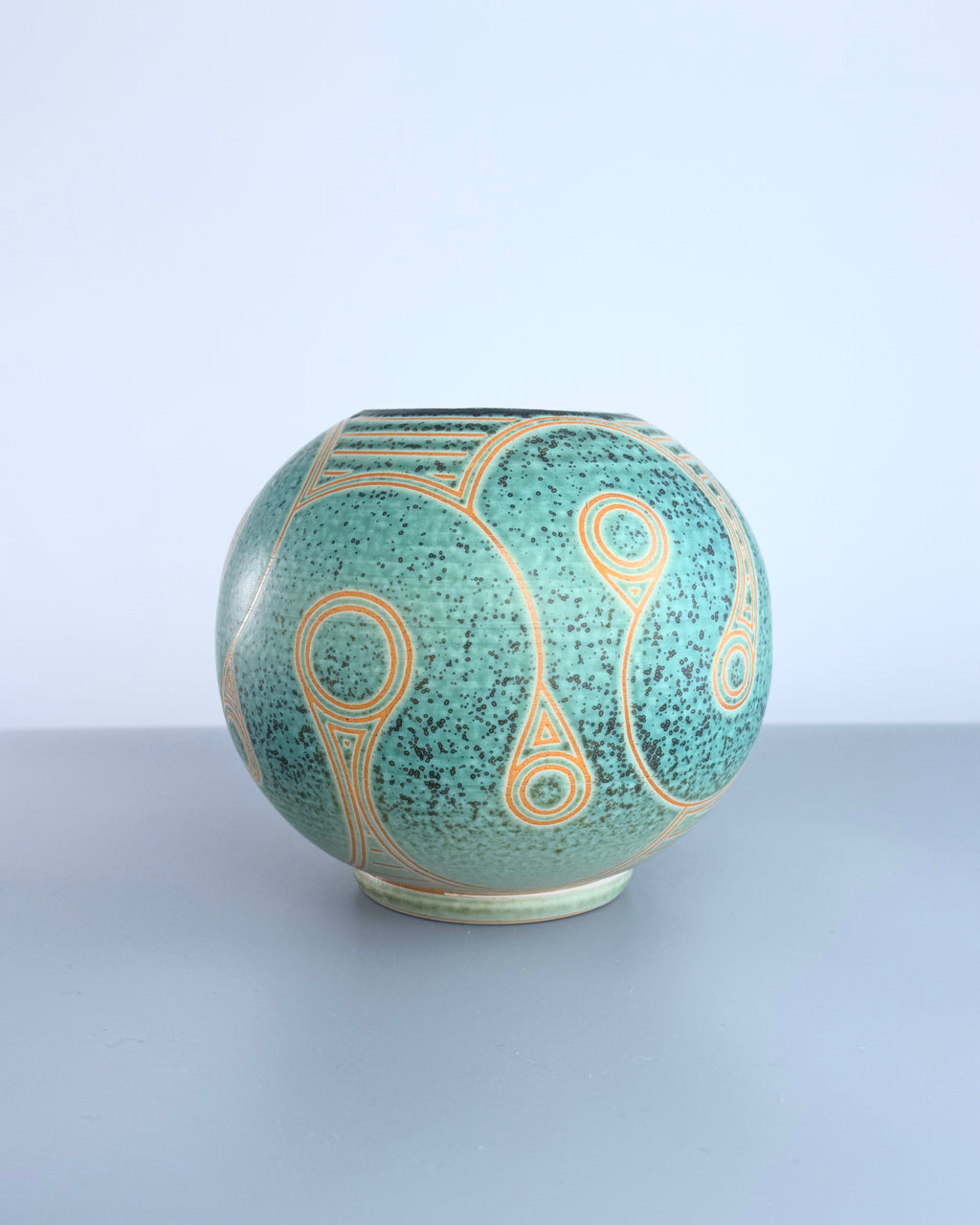 5" Ribbon Blue Patina Vase