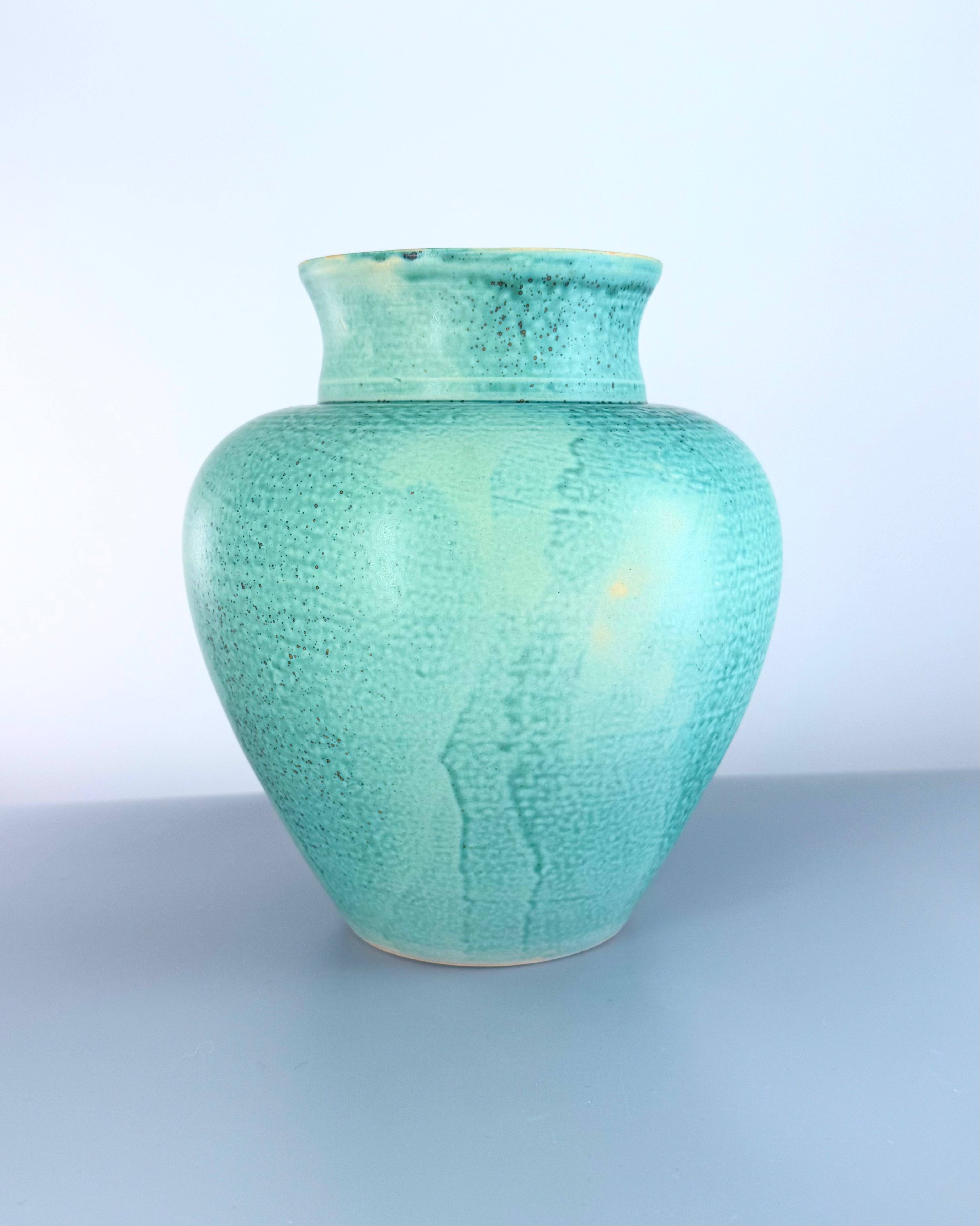 7.75" Blue Patina Vase W. Drip