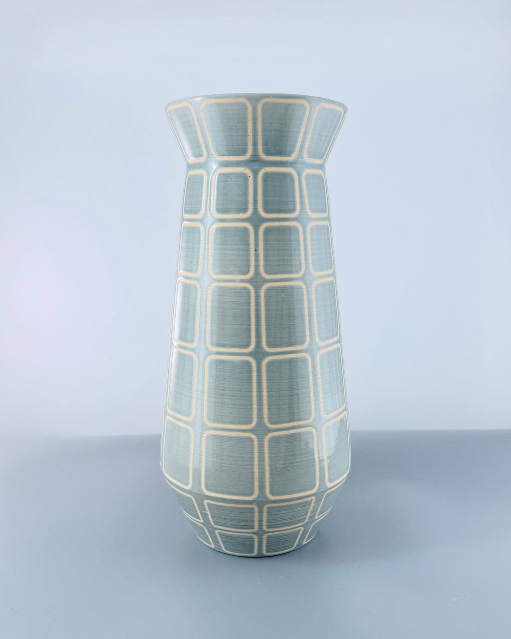 11" Celedon Grid Vase