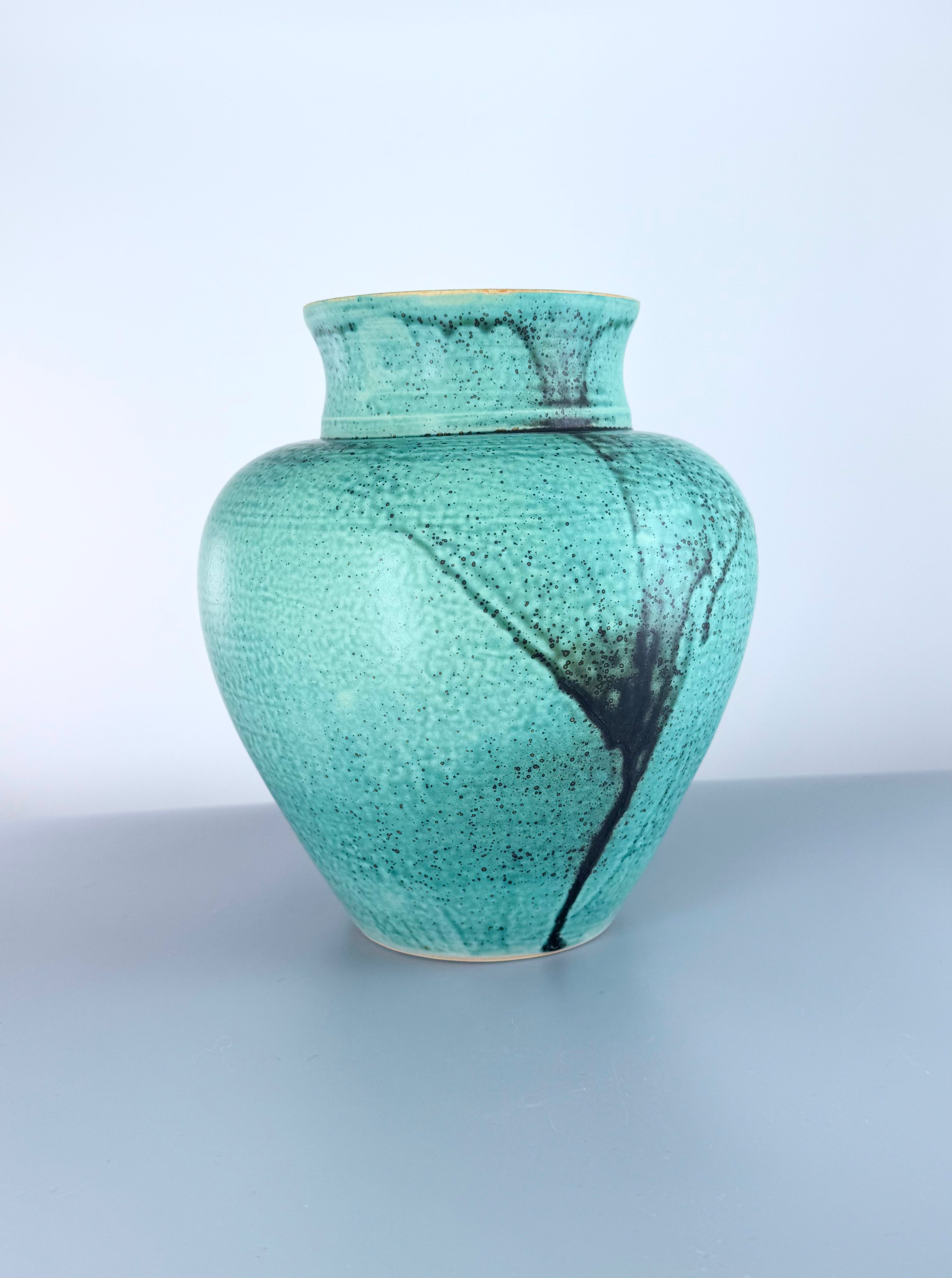 7.75" Blue Patina Vase W. Drip