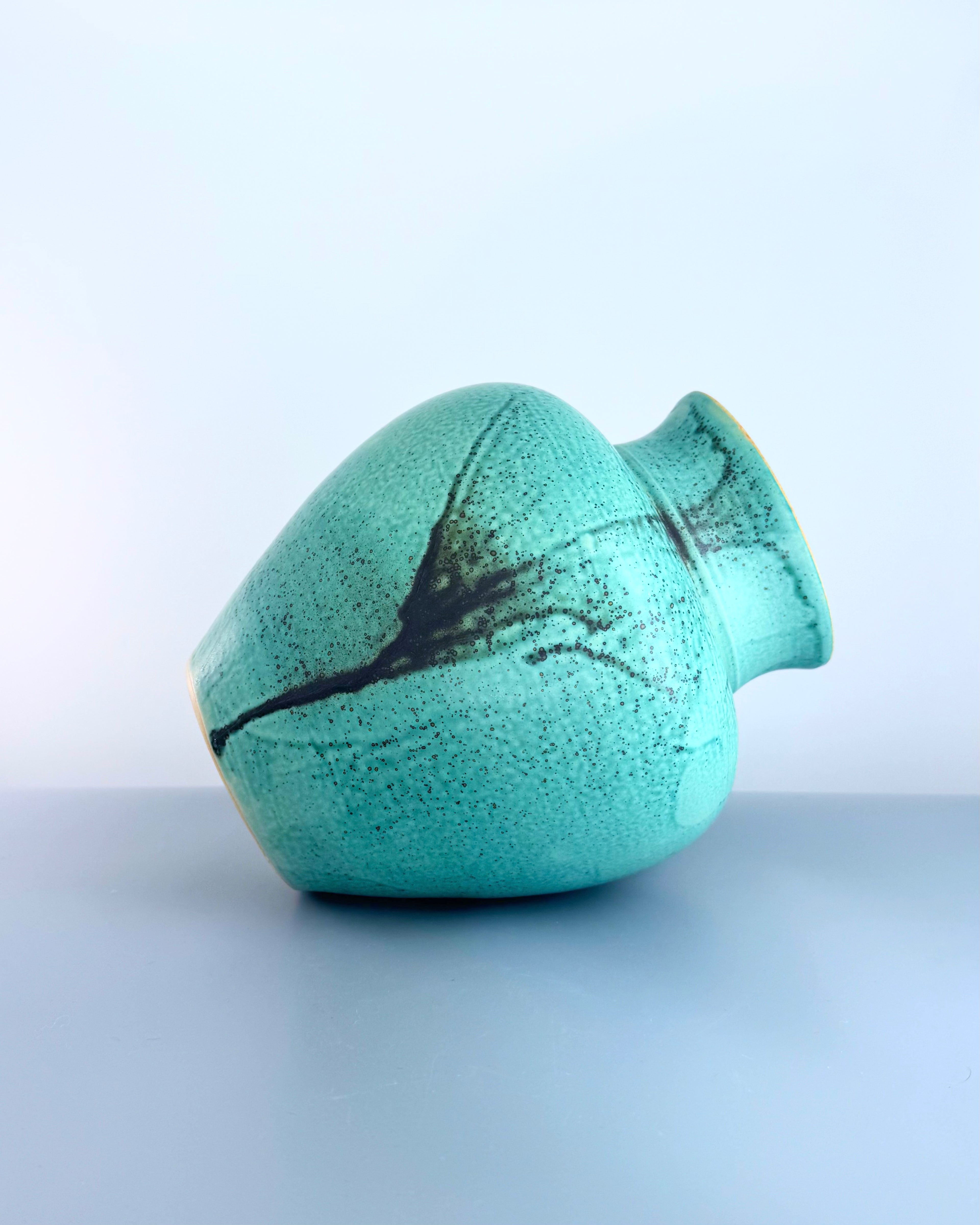 7.75" Blue Patina Vase W. Drip