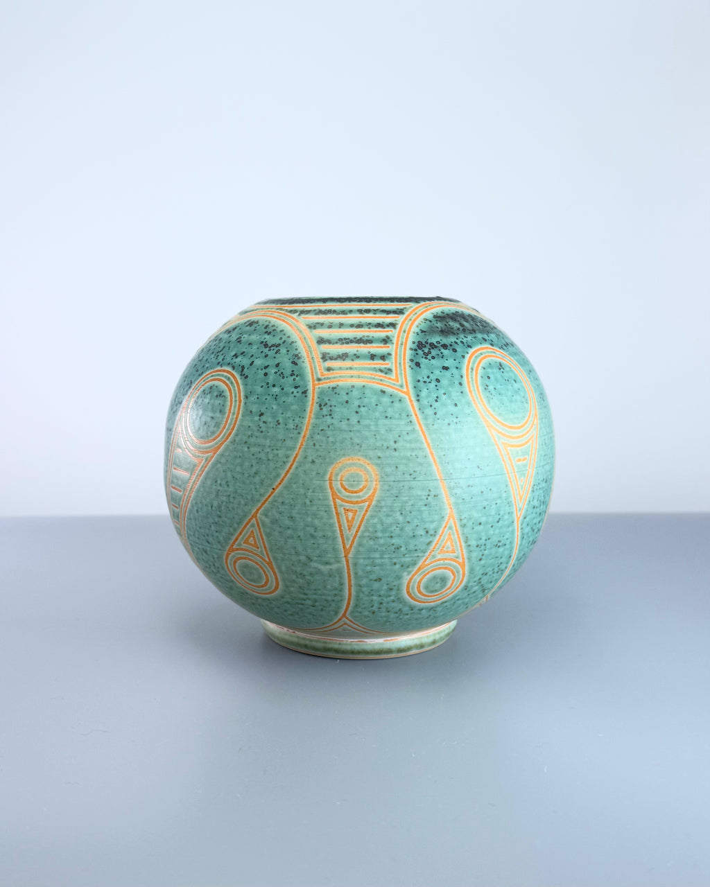 5" Ribbon Blue Patina Vase