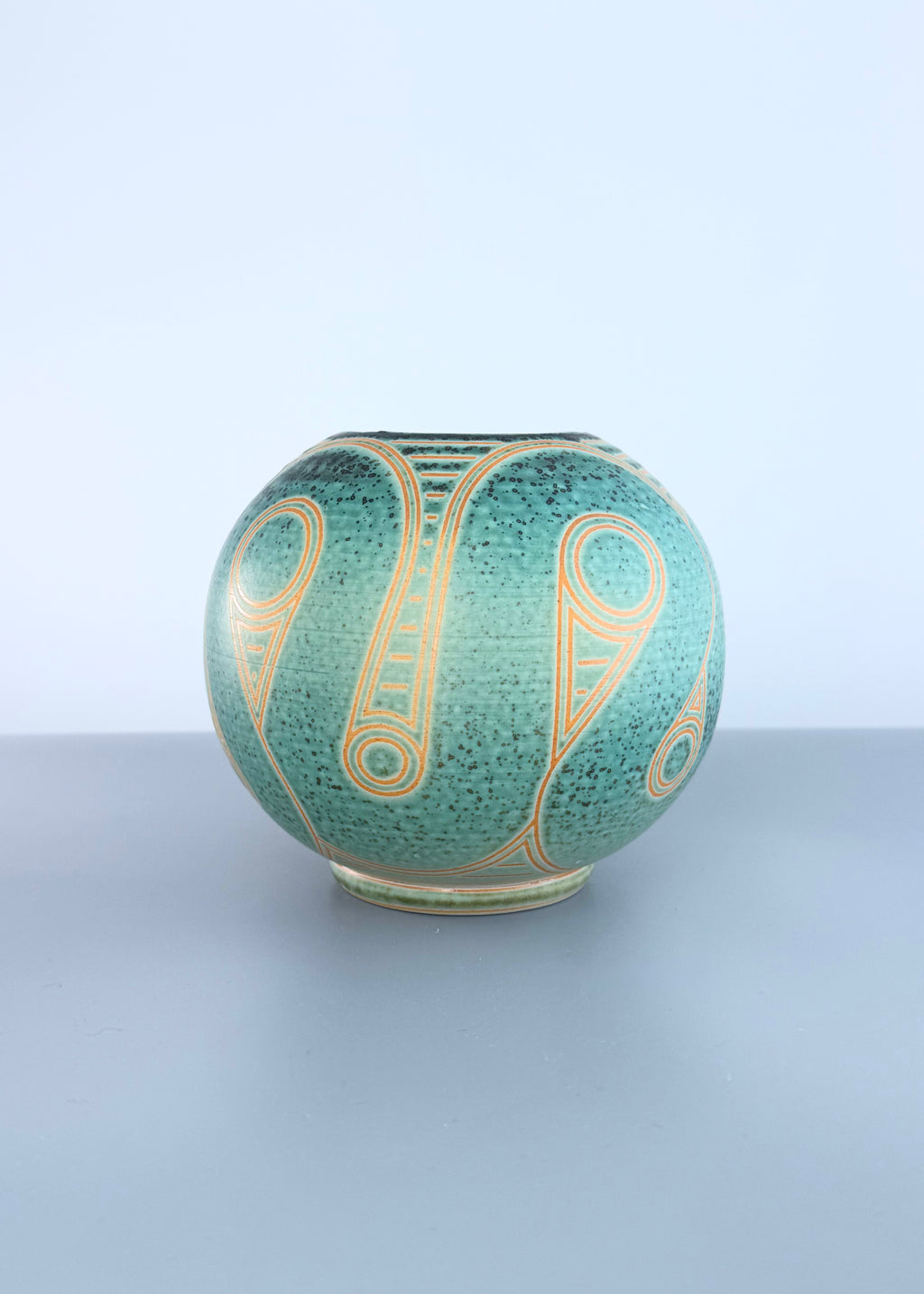 5" Ribbon Blue Patina Vase