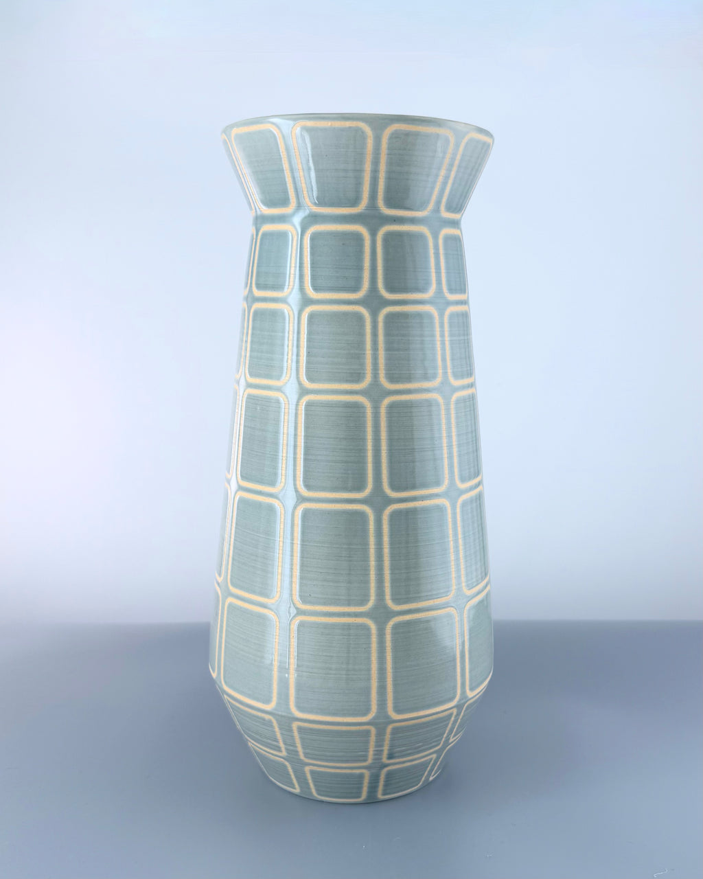 11" Celedon Grid Vase