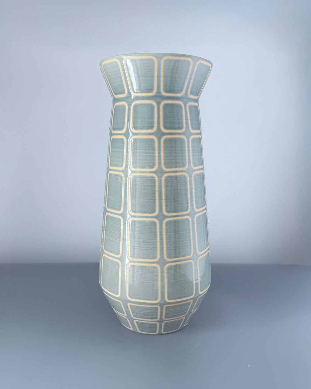 11" Celedon Grid Vase